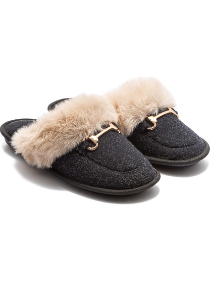 Ania Kadın Tokalı Ev Terliği Siyah 36/41
