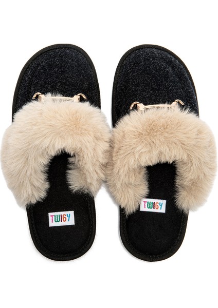 Ania Kadın Tokalı Ev Terliği Siyah 36/41