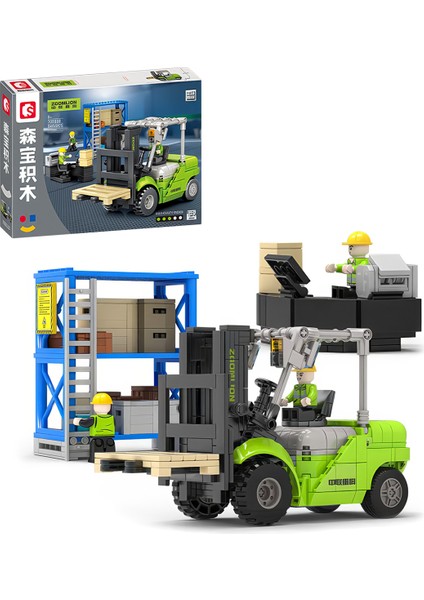 Sembo Block Zoomlion Lisanslı Forklift 646 Parça Yapı Blokları LEGO ile Uyumlu (705118)