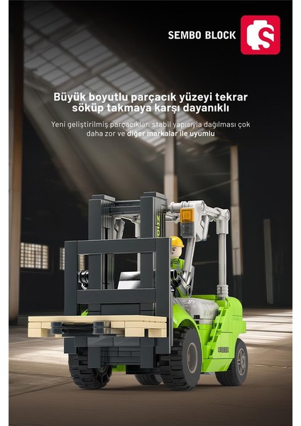 Sembo Block Zoomlion Lisanslı Forklift 646 Parça Yapı Blokları LEGO ile Uyumlu (705118)