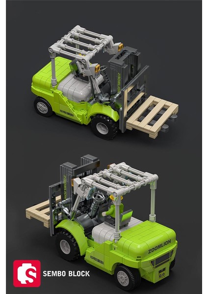 Sembo Block Zoomlion Lisanslı Forklift 646 Parça Yapı Blokları LEGO ile Uyumlu (705118)