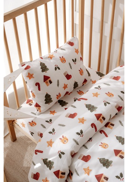 Bebek Beşik, Park Yatak (70X110 Cm) Nevresim & Çarşaf Takımı, Pamuk Saten - Yılbaşı