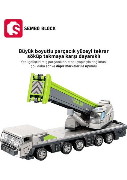 Sembo Block Zoomlion Lisanslı Vinç 332 Parça Yapı Blokları LEGO ile Uyumlu (705114)