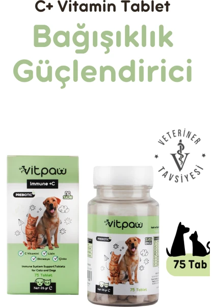 Immune C Tablet (Kedi ve Köpekler Için Destekleyici Tablet 75 Tablet)