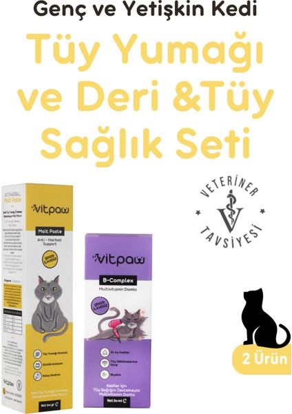 Tüy Yumağı ve Deri & Tüy Sağlığı Seti (Malt Paste ve B+ Complex)