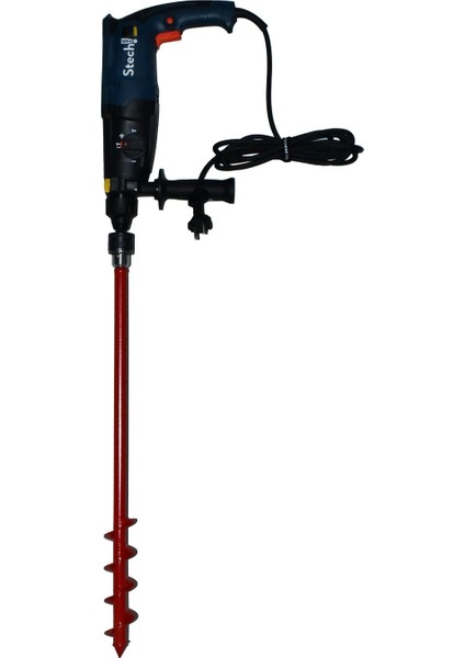 Matkap Uyumlu Toprak Burgu Makinesi 60CM x 5 cm (Kırmızı)