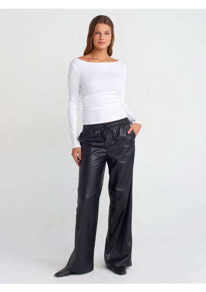 31401 Büzgülü Kayık Yaka Top-Beyaz fırsatları