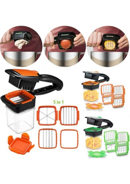 Nicer Dicer Quick 5 In 1 Pratik Hazneli Sebze Meyve Doğrayıcı Dilimleme Aleti (4767)