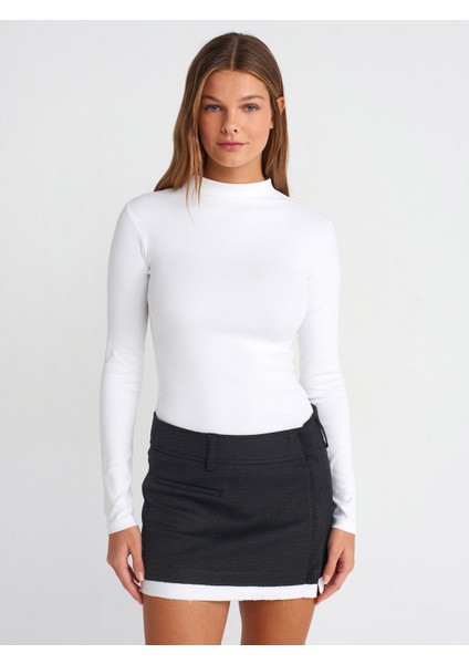 31433 Yarım Balıkçı Yaka Top-Ekru