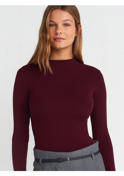 31433 Yarım Balıkçı Yaka Top-Bordo fırsatları