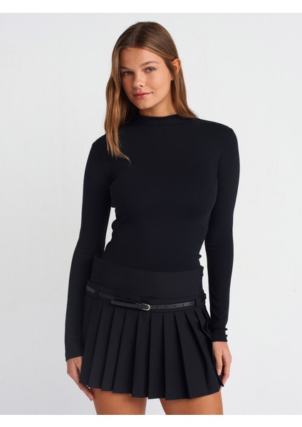 31433 Yarım Balıkçı Yaka Top-Siyah