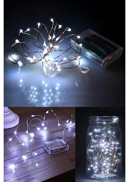 Pilli 5 Metre Dekoratif Peri Led Beyaz Aydınlatma Süsleme Lambası