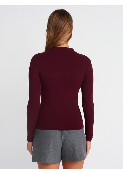 31433 Yarım Balıkçı Yaka Top-Bordo fiyatları