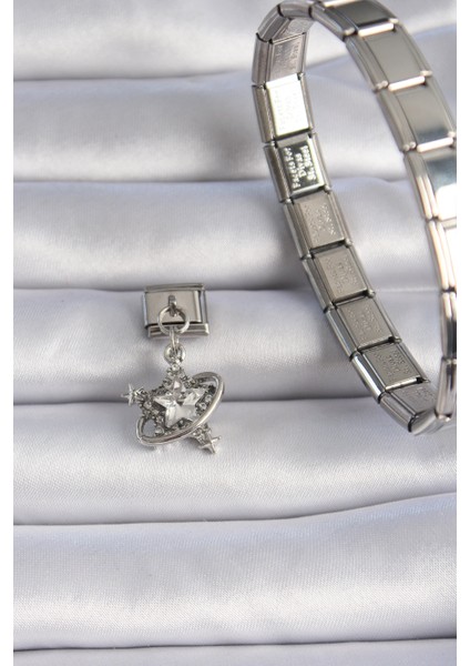 316L Çelik Gümüş Renk Zirkon Taşlı Sallantı Yıldız Model Nomination Charm fiyatları