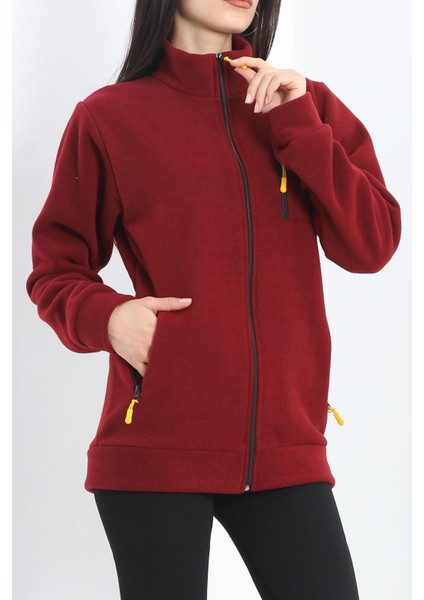 Unisex Dik Yaka Polar Ceket Bordo