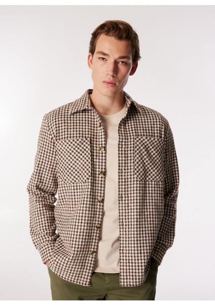 Relaxed Gömlek Yaka Kareli Kahve Erkek Gömlek J4wm-Gml7210 modelleri