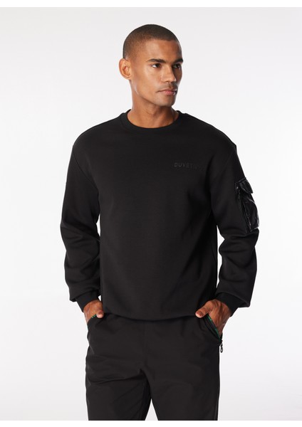 Bisiklet Yaka Siyah Erkek Sweatshırt VUTR10541K0001_REGRESO R