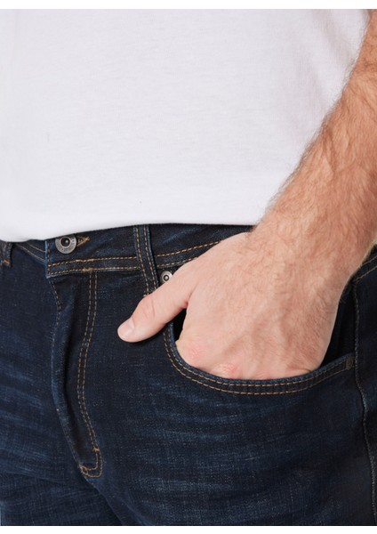 Normal Bel Straight Koyu Lacivert Erkek Denim Pantolon Washington Straight-09 fırsatları