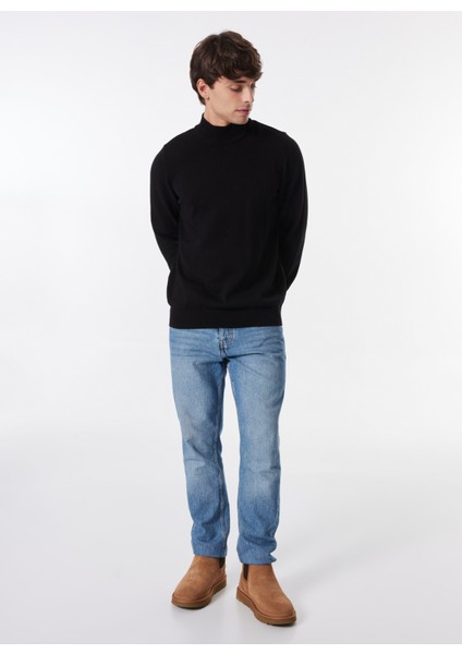 Yarım Balıkçı Yaka Basic Düz Siyah Erkek Kazak MML4WM-KZK9512 fiyatları