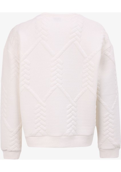 Bisiklet Yaka Örgü Desenli Ekru Kadın Sweatshırt M4WL-SWT-1927 fiyatları