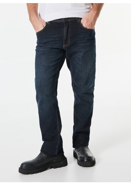 Normal Bel Straight Koyu Lacivert Erkek Denim Pantolon Washington Straight-09 modelleri