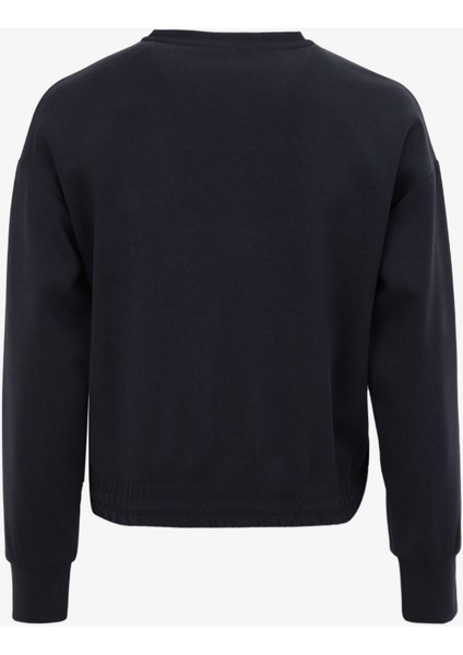 Bisiklet Yaka Baskılı Siyah Kadın Sweatshırt M4WL-SWT-1013