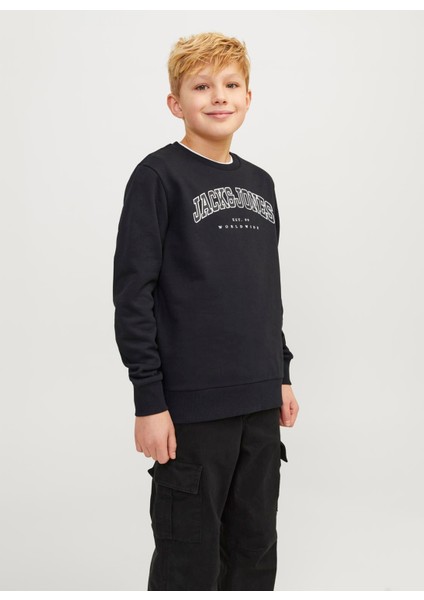 Jack & Jones Baskılı Erkek Çocuk Siyah Sweatshırt 12258967