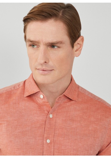 Slim Fit Gömlek Yaka Somon Erkek Gömlek Hm309765 fiyatları