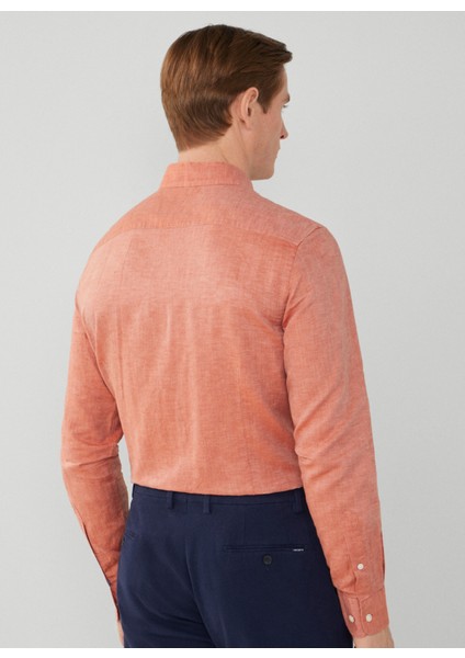 Slim Fit Gömlek Yaka Somon Erkek Gömlek Hm309765 modelleri