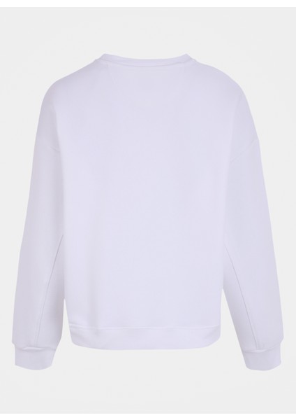 Bisiklet Yaka Desenli Beyaz Kadın Sweatshırt Cn 4g Logo Sweatshır - Eco Sleek Po fiyatları
