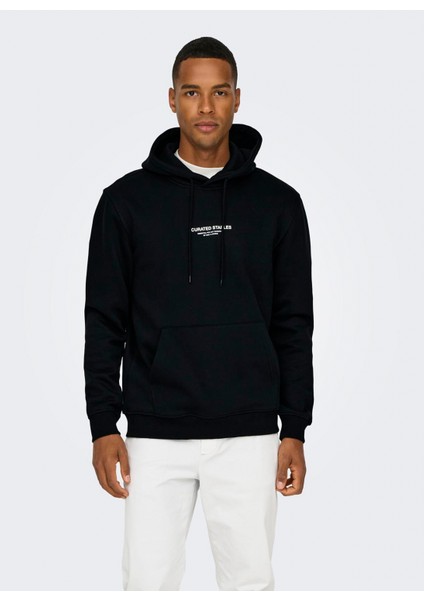 Kapüşon Yaka Siyah Erkek Sweatshırt Onscurated Reg Hoodıe Sweat Noos modelleri