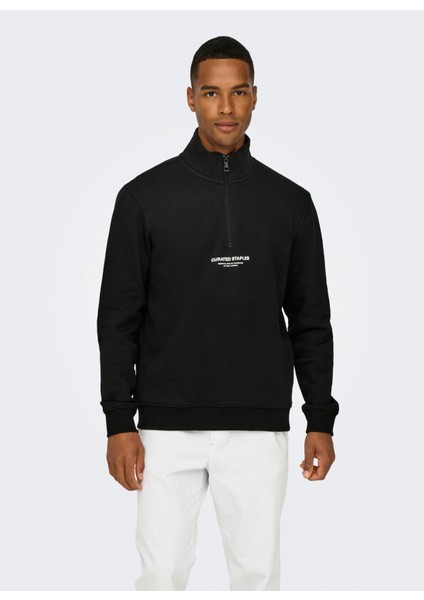 Siyah Erkek Sweatshırt Onscurated Reg Half Zıp Sweat Noos modelleri