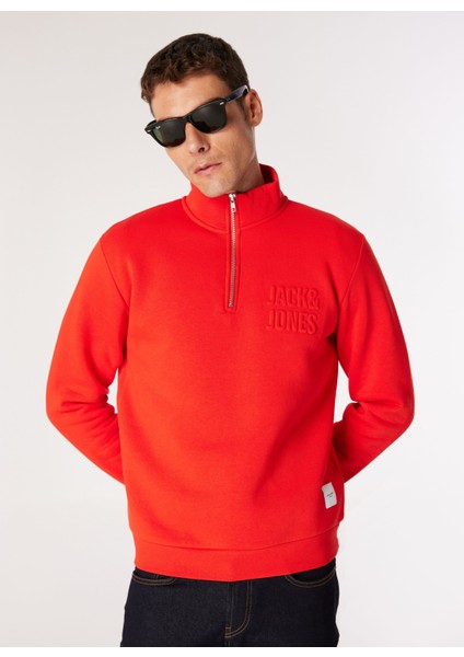 Dik Yaka Kırmızı Erkek Sweatshırt 12275180_JCOOVE Sweat Hıgh Neck
