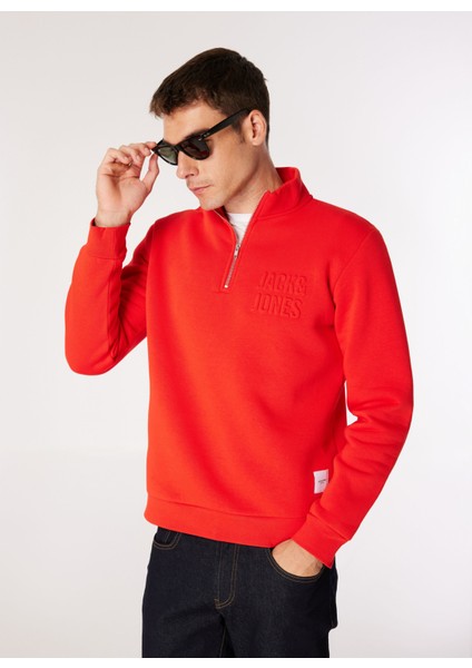 Dik Yaka Kırmızı Erkek Sweatshırt 12275180_JCOOVE Sweat Hıgh Neck modelleri