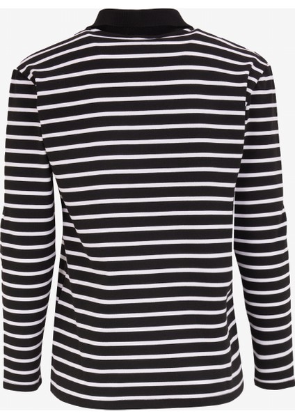 Polo Yaka Çizgili Siyah - Beyaz Kadın Sweatshırt PBF4WL-SWT5557 fiyatları