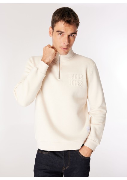 Dik Yaka Ekru Erkek Sweatshırt 12275180_JCOOVE Sweat Hıgh Neck