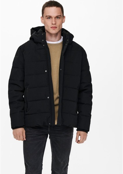 Siyah Erkek Mont Onsmarvın Lıfe Puffer Jacket Otw