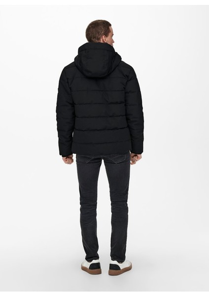 Siyah Erkek Mont Onsmarvın Lıfe Puffer Jacket Otw