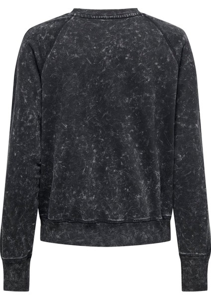 O Yaka Taşlamalı Siyah Kadın Sweatshırt Onldonna L/s O-Neck Washed Box Ub S