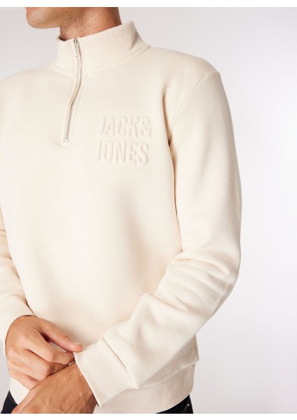 Dik Yaka Ekru Erkek Sweatshırt 12275180_JCOOVE Sweat Hıgh Neck fırsatları