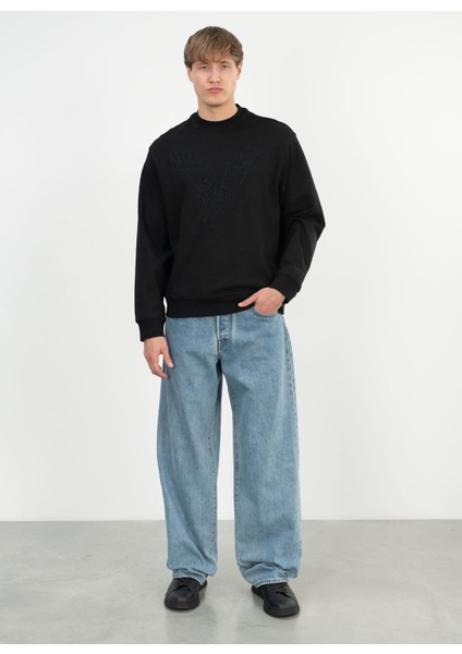 Bisiklet Yaka Siyah Erkek Sweatshırt 6dzmae Zjkbz 1200