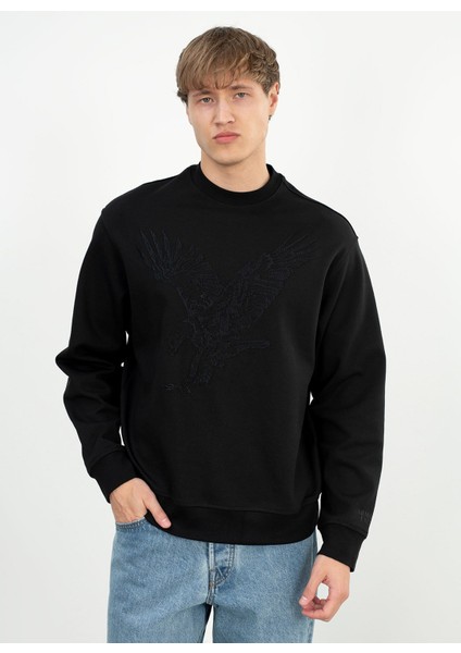 Bisiklet Yaka Siyah Erkek Sweatshırt 6dzmae Zjkbz 1200