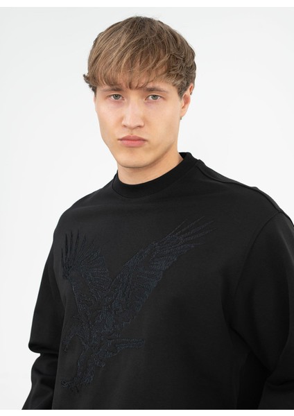 Bisiklet Yaka Siyah Erkek Sweatshırt 6dzmae Zjkbz 1200