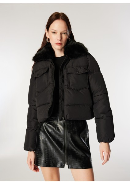Siyah Kadın Mont Onlmaggı Fur Puffer Lıfe Cc Otw modelleri