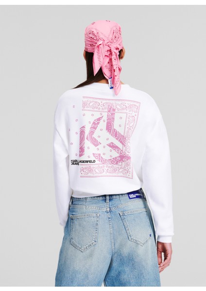 Yuvarlak Yaka Düz Beyaz Kadın Sweatshırt 245J1801 fırsatları