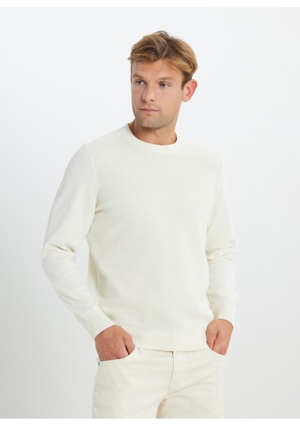 Bisiklet Yaka Standart Ekru Erkek Kazak ACE492510284_TRIKO Bısıklet Yaka