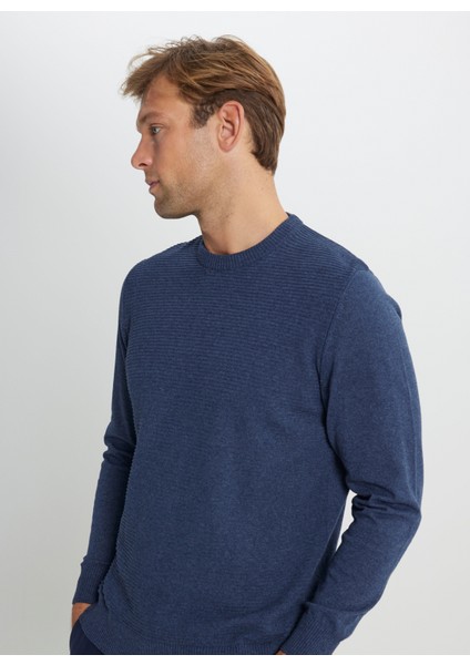 Bisiklet Yaka Standart Indigo Melanj Erkek Kazak ACE492510287_TRIKO Bısıklet Yaka fırsatları