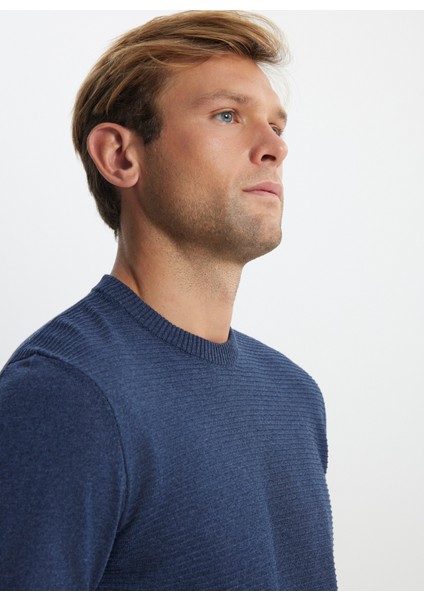 Bisiklet Yaka Standart Indigo Melanj Erkek Kazak ACE492510287_TRIKO Bısıklet Yaka indirimleri