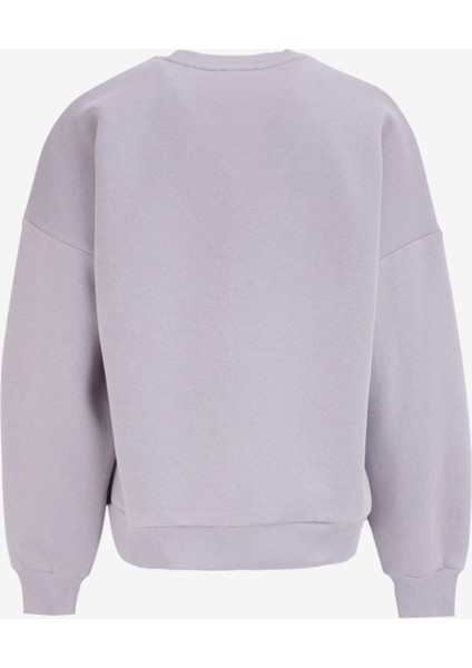 O Yaka Baskılı Gri Kadın Sweatshırt 251 Lcf 241005 Tıla Gri modelleri