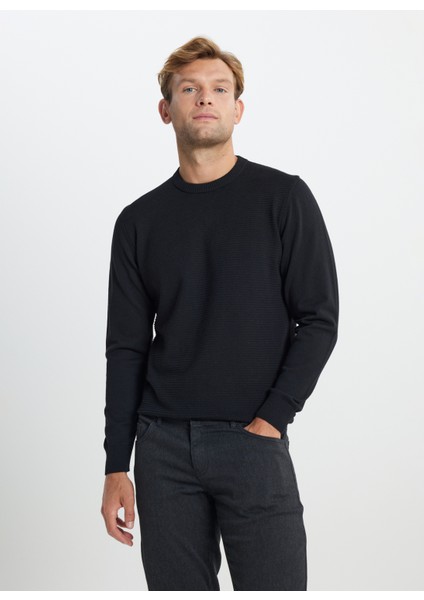 Bisiklet Yaka Standart Siyah Erkek Kazak ACE492510287_TRIKO Bısıklet Yaka modelleri